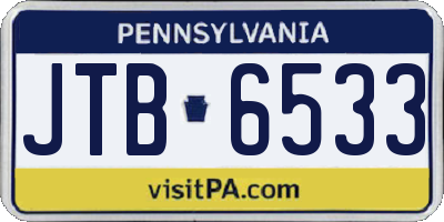 PA license plate JTB6533