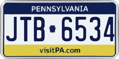 PA license plate JTB6534