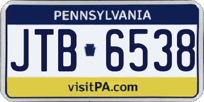 PA license plate JTB6538