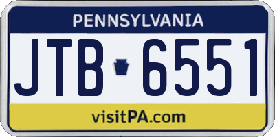 PA license plate JTB6551