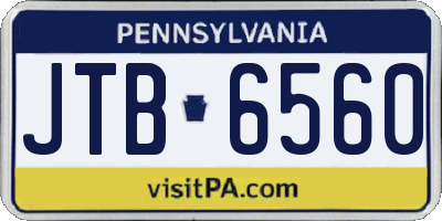 PA license plate JTB6560