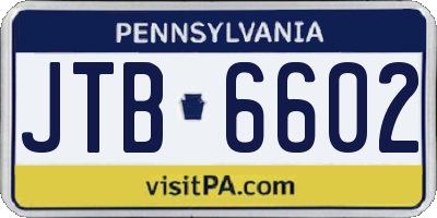 PA license plate JTB6602