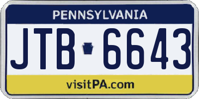 PA license plate JTB6643