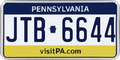 PA license plate JTB6644