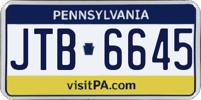 PA license plate JTB6645