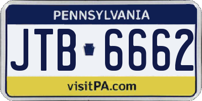 PA license plate JTB6662