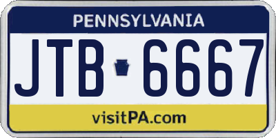 PA license plate JTB6667