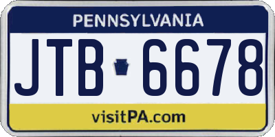 PA license plate JTB6678