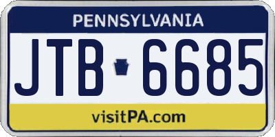 PA license plate JTB6685