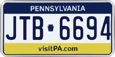 PA license plate JTB6694