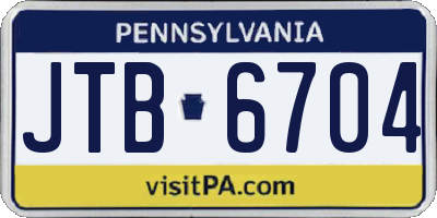 PA license plate JTB6704