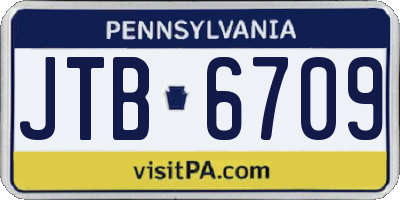 PA license plate JTB6709