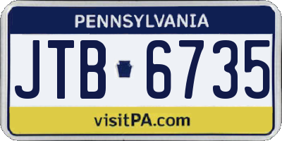 PA license plate JTB6735