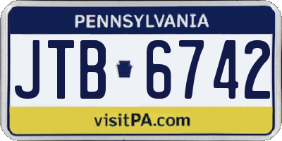 PA license plate JTB6742