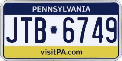 PA license plate JTB6749