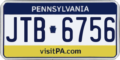 PA license plate JTB6756