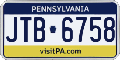 PA license plate JTB6758