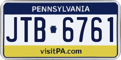 PA license plate JTB6761