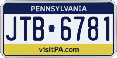 PA license plate JTB6781