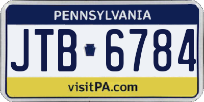 PA license plate JTB6784