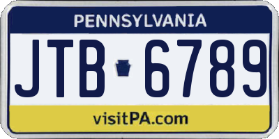 PA license plate JTB6789