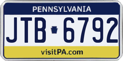 PA license plate JTB6792