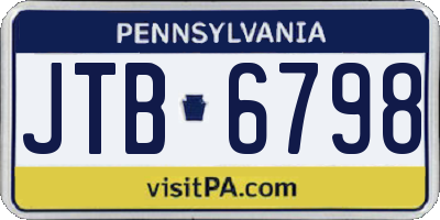 PA license plate JTB6798