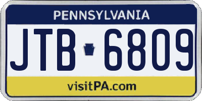 PA license plate JTB6809