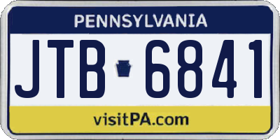 PA license plate JTB6841