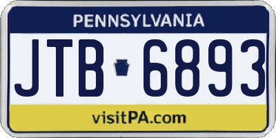 PA license plate JTB6893