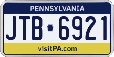 PA license plate JTB6921