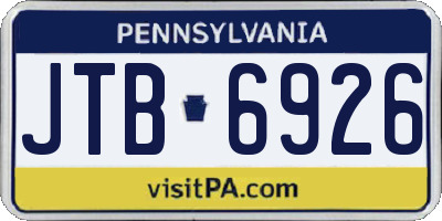 PA license plate JTB6926