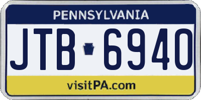 PA license plate JTB6940