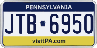 PA license plate JTB6950