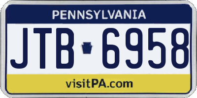 PA license plate JTB6958