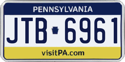 PA license plate JTB6961
