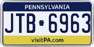 PA license plate JTB6963