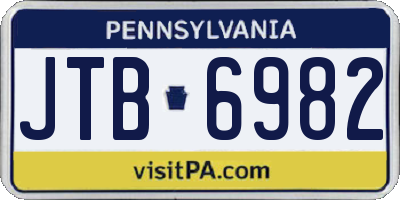 PA license plate JTB6982
