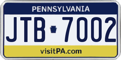 PA license plate JTB7002