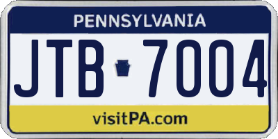 PA license plate JTB7004