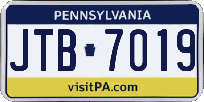 PA license plate JTB7019