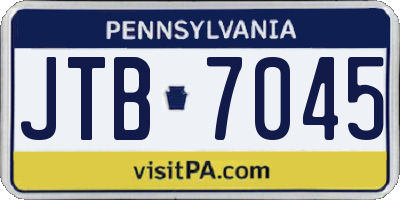 PA license plate JTB7045