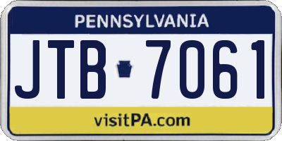 PA license plate JTB7061