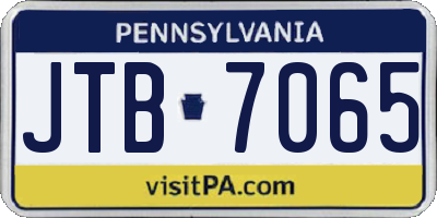 PA license plate JTB7065