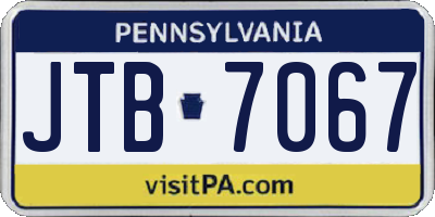PA license plate JTB7067