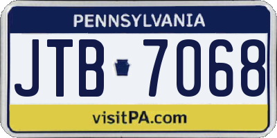 PA license plate JTB7068