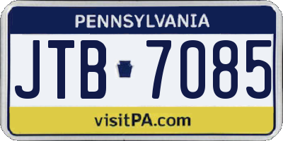 PA license plate JTB7085