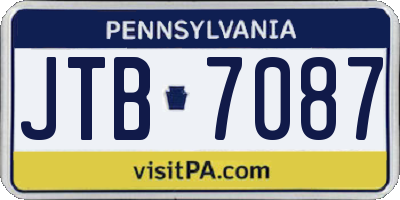PA license plate JTB7087