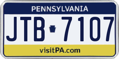 PA license plate JTB7107