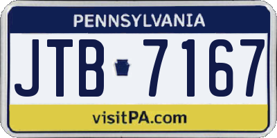PA license plate JTB7167